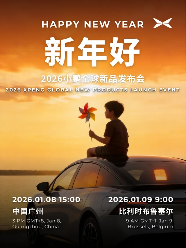 新年发布会海报,落日橙色湖畔